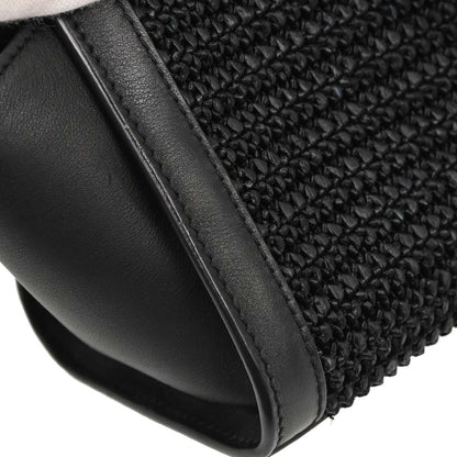 Saint Laurent Black Raffia Calfskin Toy Cabas Shoulder Bag