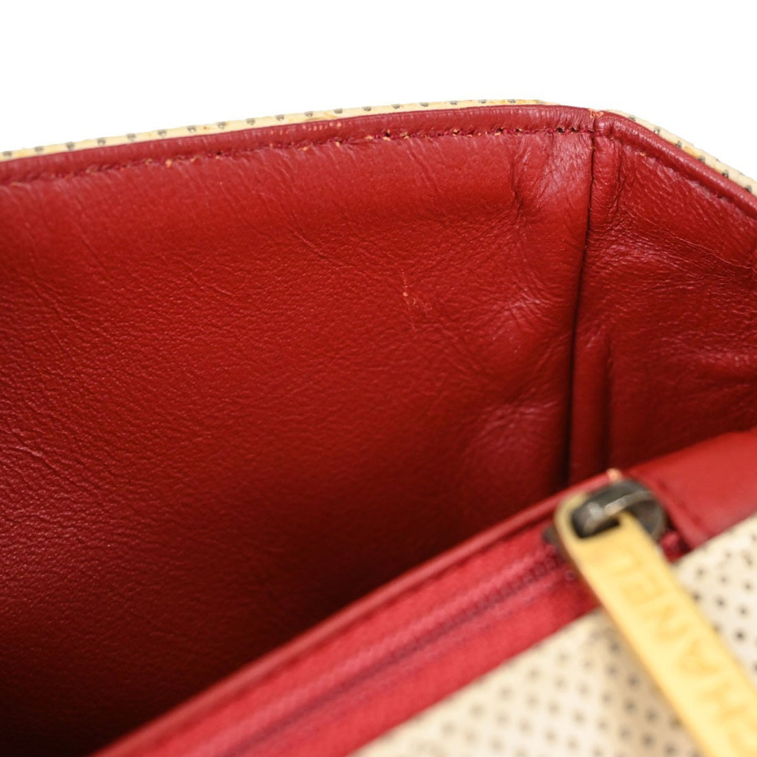 Borsa Chanel Single Flap Media Vintage in Vernice Beige e Rossa