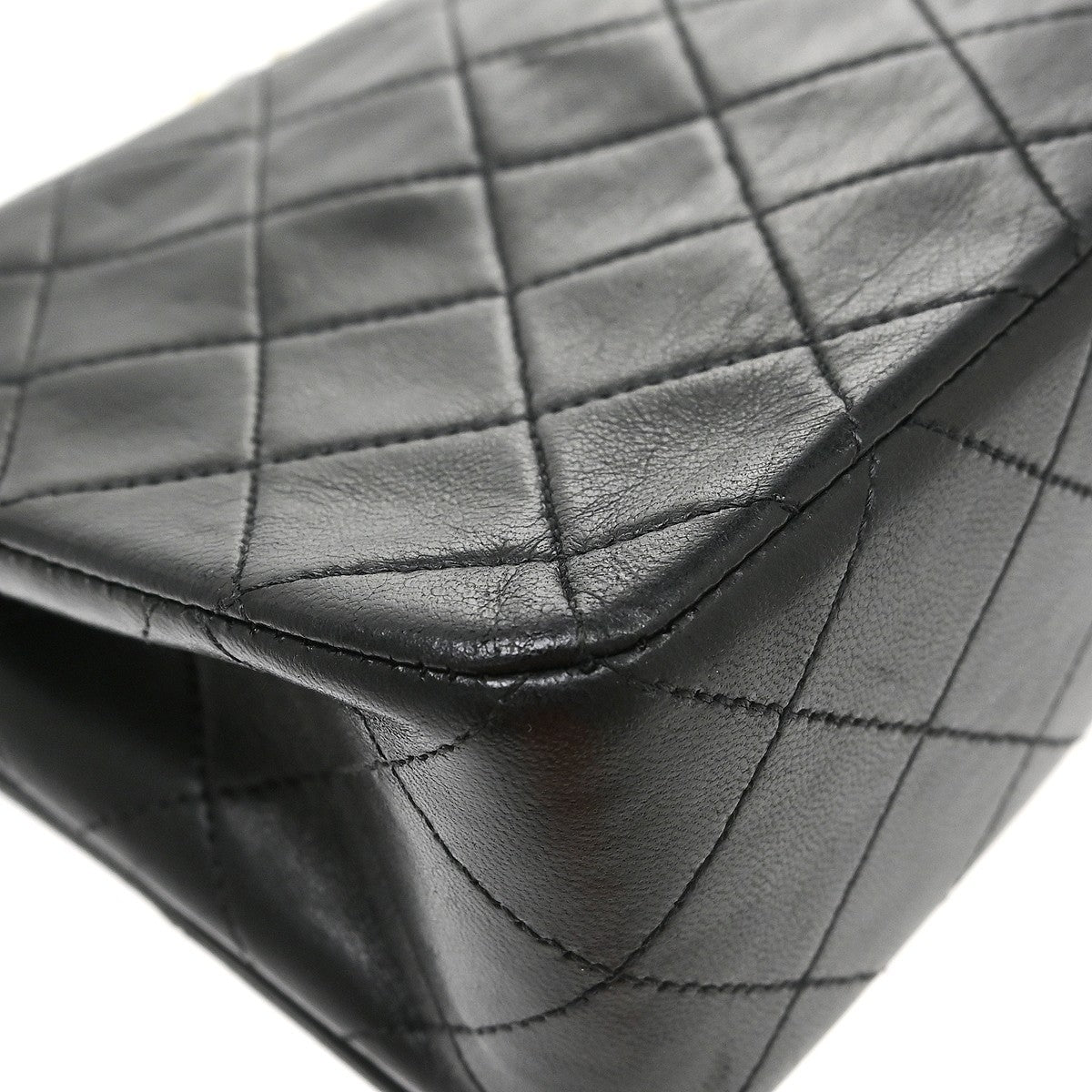 Chanel Black Lambskin Turnlock Small Full Flap Shoulder Bag