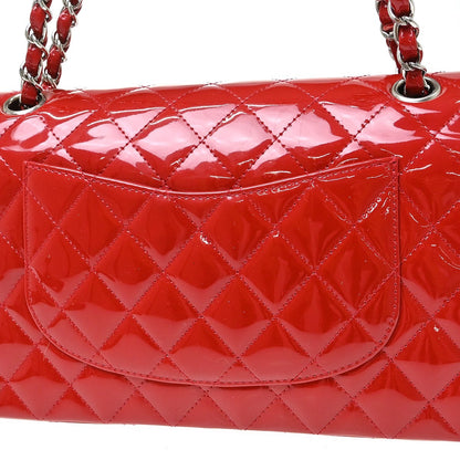 Chanel Red Patent Leather Medium Classic Double Flap Shoulder Bag