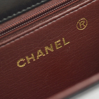 Chanel Black Lambskin Turnlock Small Full Flap Shoulder Bag Vintage