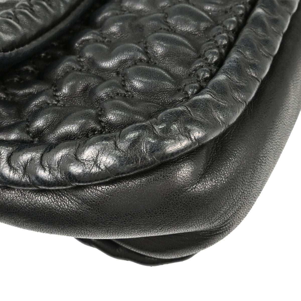 Chanel Black Lambskin Ruffled Handbag Vintage