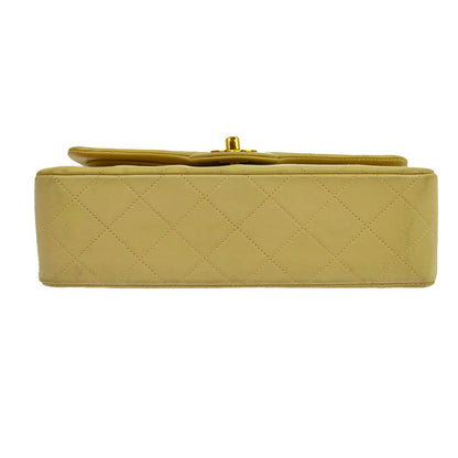 Chanel Beige Lambskin Medium Classic Double Flap Shoulder Bag