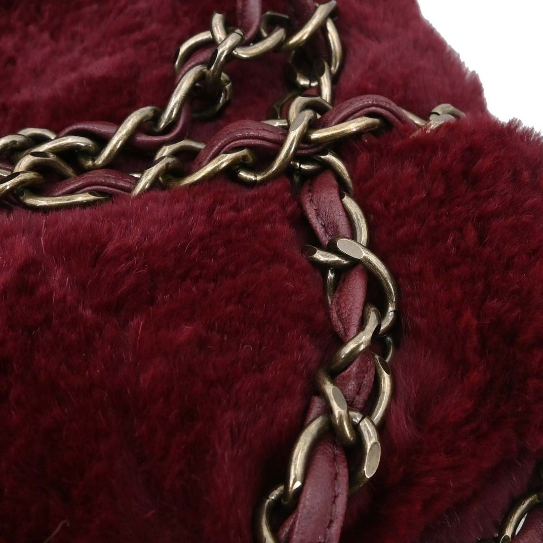 Borsa Chanel Coco Mark Vintage in Pelliccia Lapin Bordeaux