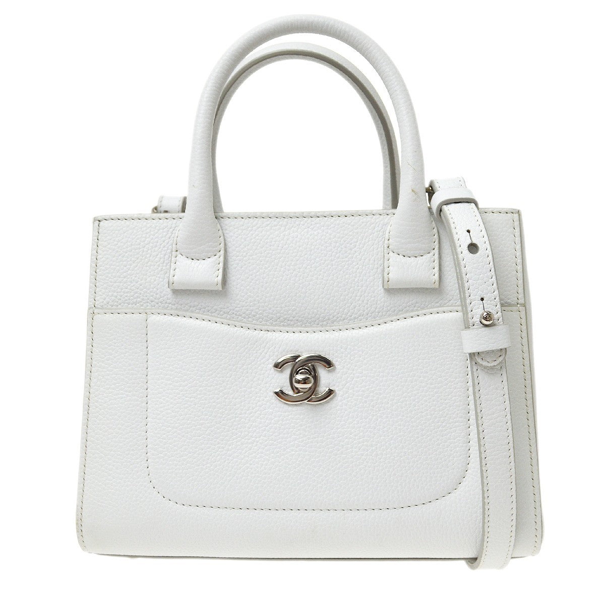 Chanel White Calfskin 2way Handbag