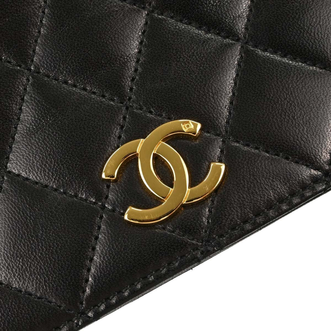 Borsa Chanel Pushlock Full Flap Vintage in Pelle di Agnello Nera