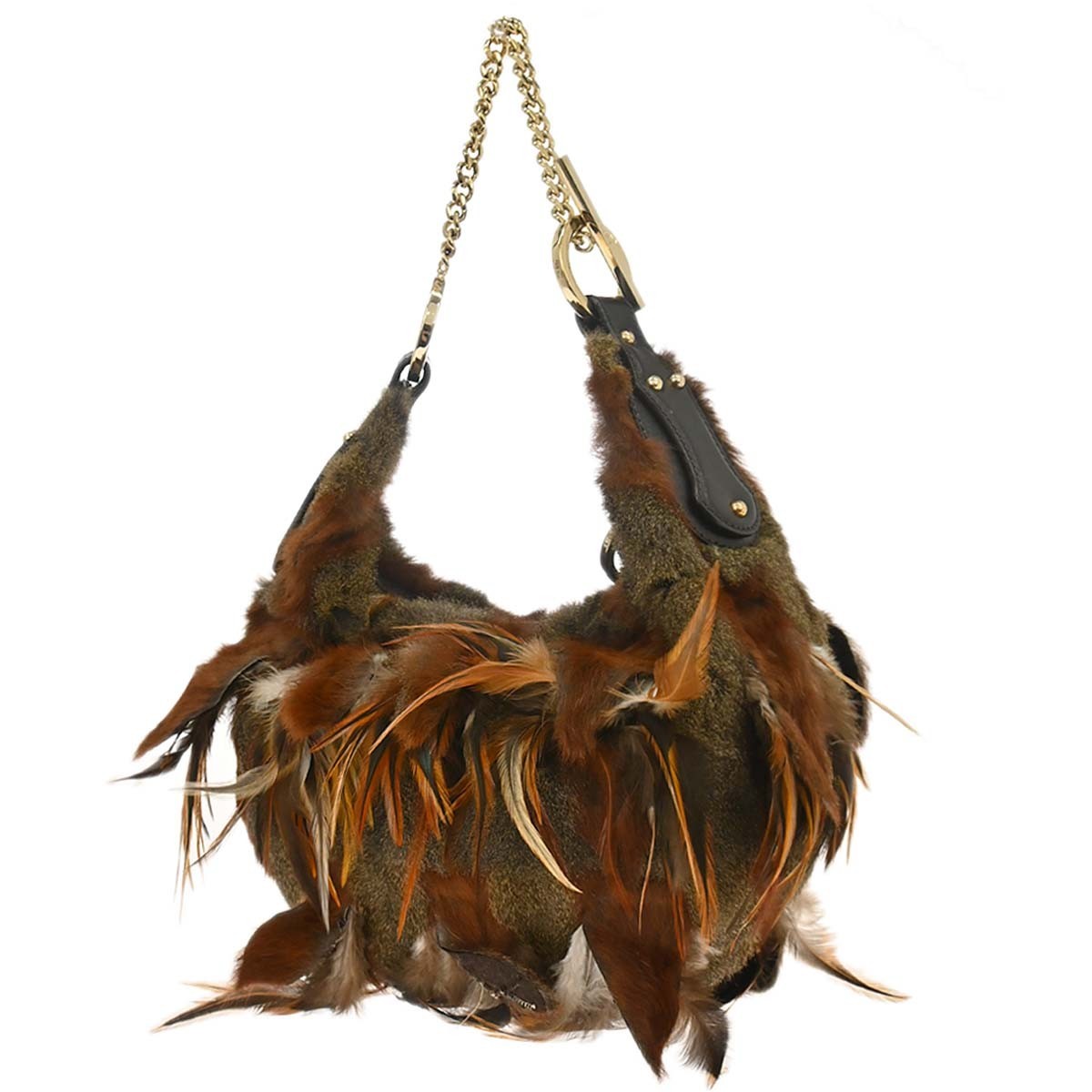 Borsa Fendi hobo vintage in pelliccia di coniglio marrone