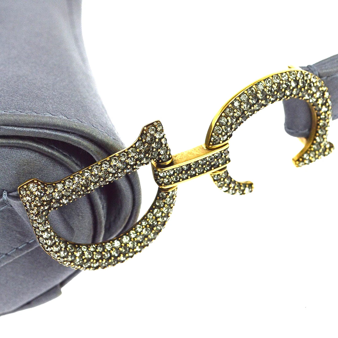 Borsa Christian Dior Crystal Saddle Mini Saddle Bag Vintage in Raso Blu Grigio
