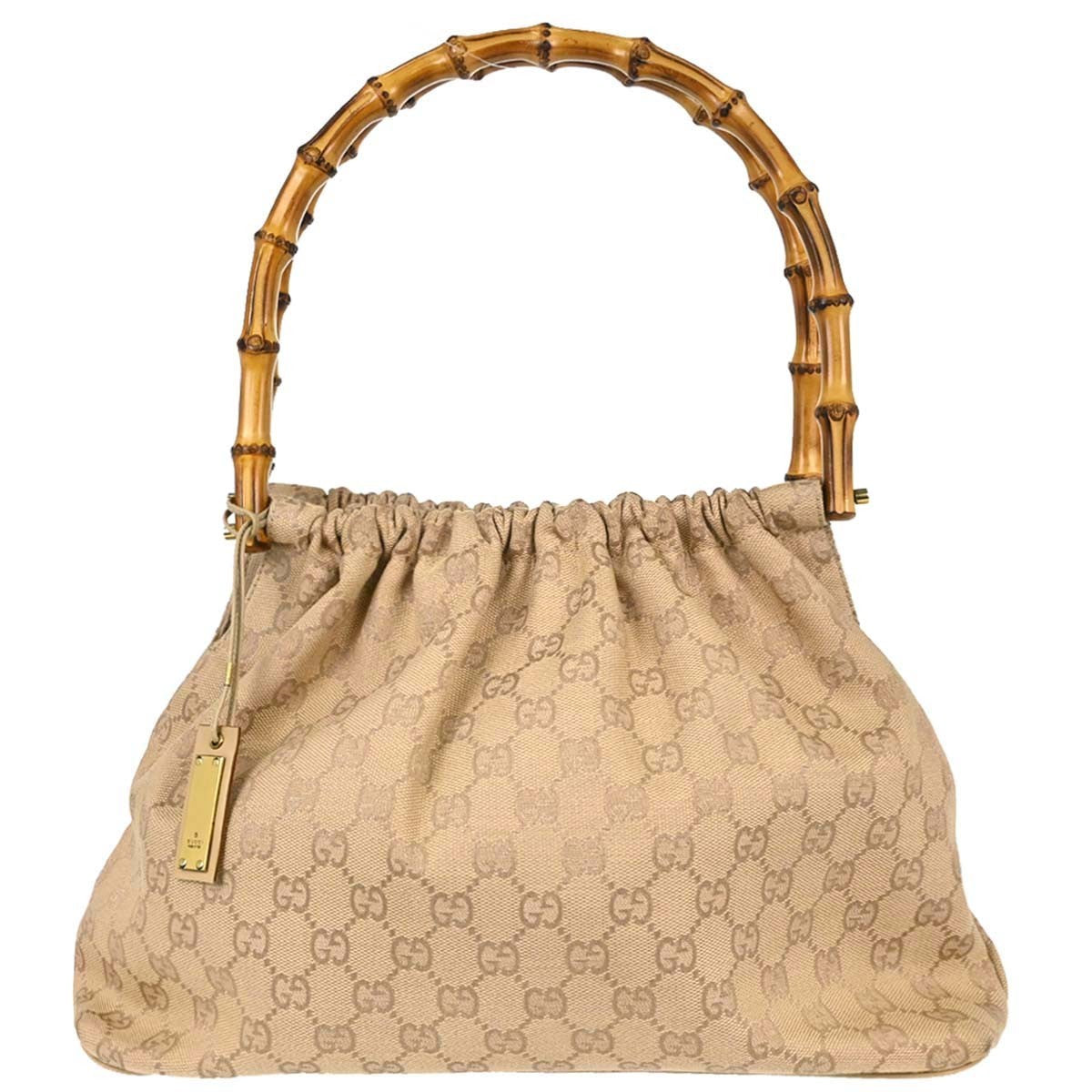 Borsa Gucci Bamboo Vintage in Tela e Pelle Beige