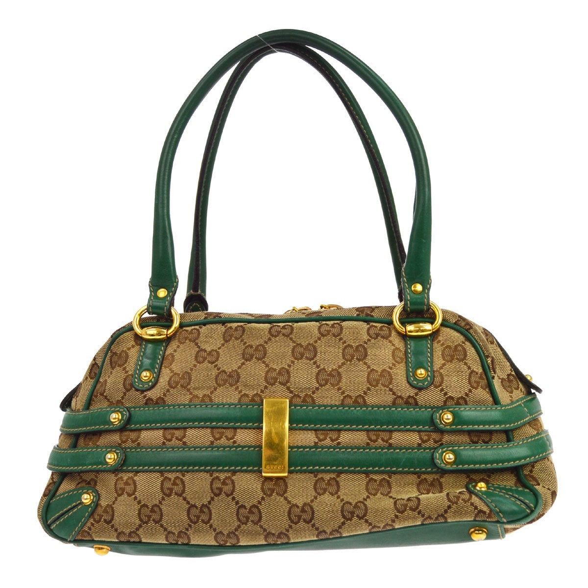 Gucci Green GG Canvas Wave Boston Bag