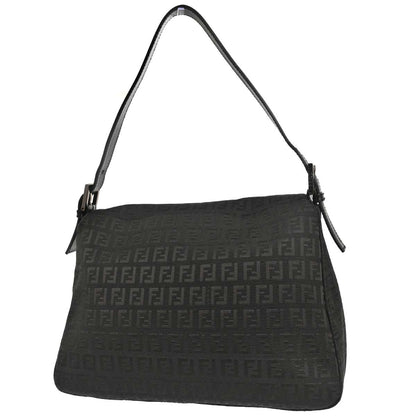 Fendi Black Canvas Zucchino Mamma Baguette Handbag