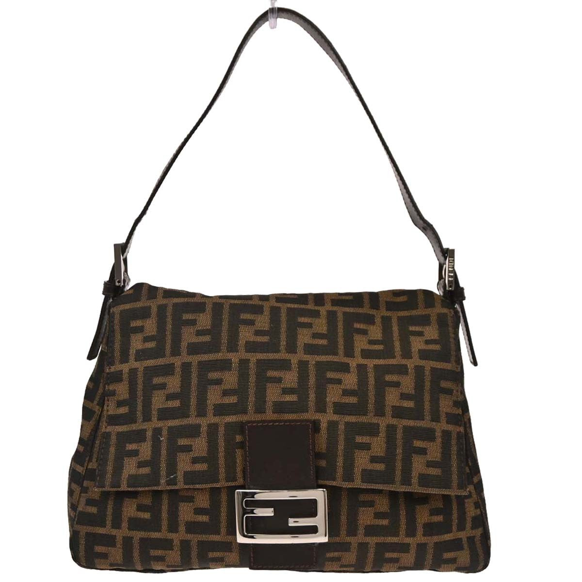 Fendi Brown Canvas Zucca Mamma Baguette Handbag