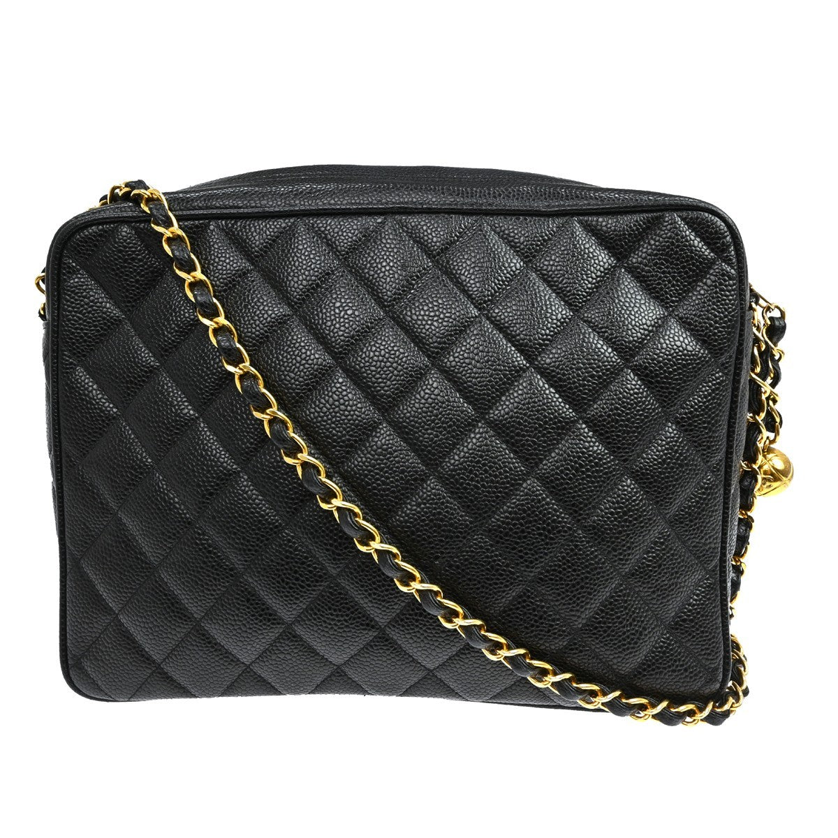 Borsa Chanel a spalla vintage in pelle Caviar nera