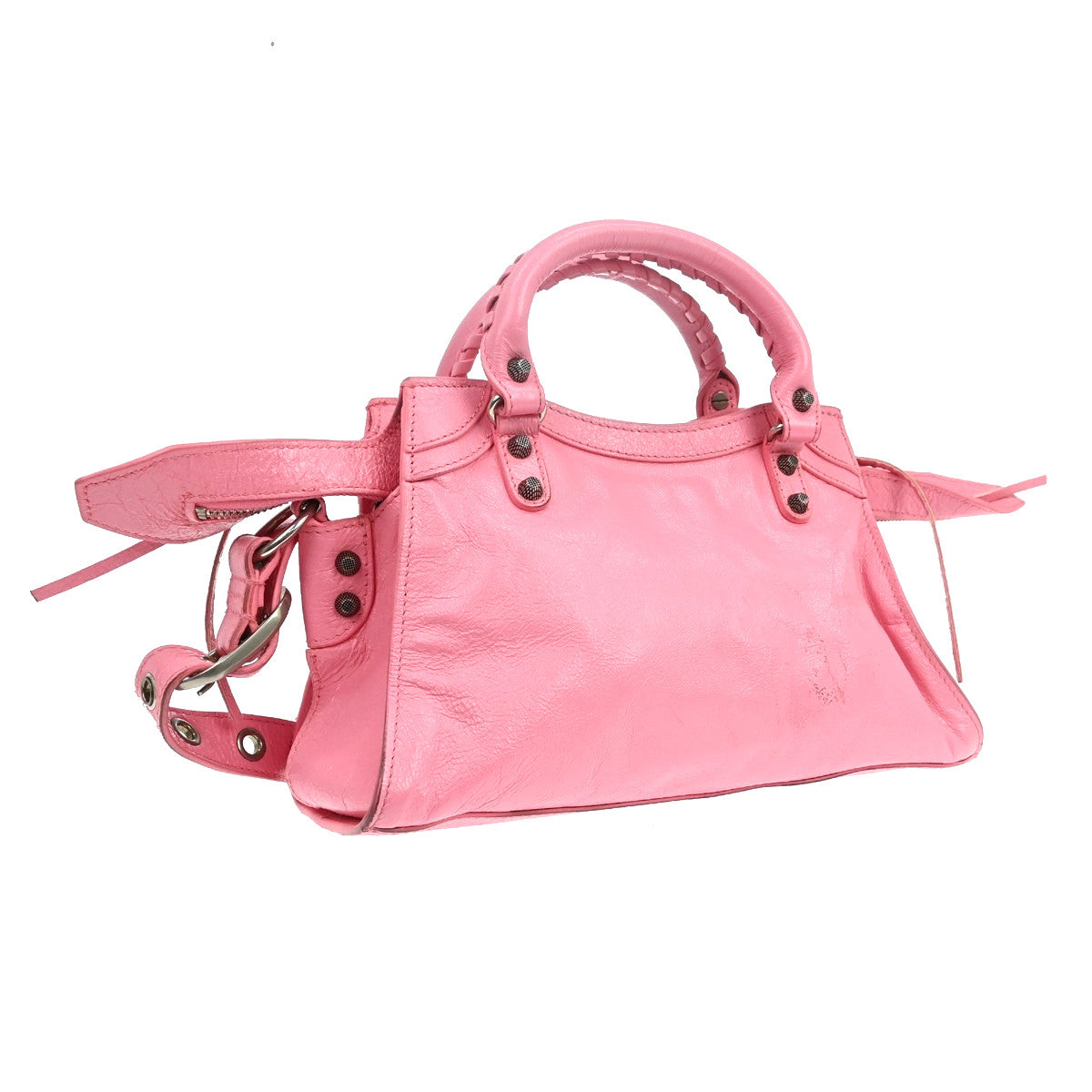 Borsa Balenciaga Neo Cagole City XS Vintage in Pelle Rosa