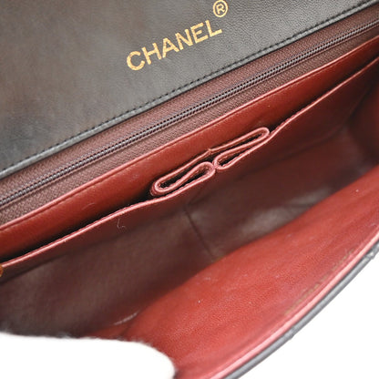 Chanel Black Lambskin Turnlock Small Full Flap Shoulder Bag