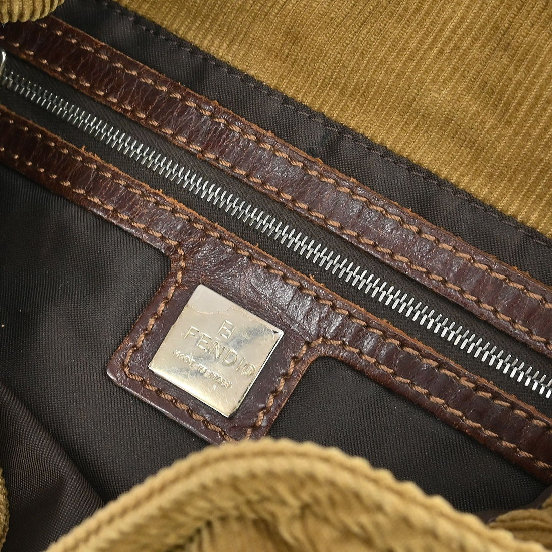 Borsa Fendi Vintage a Mano in Cotone Marrone