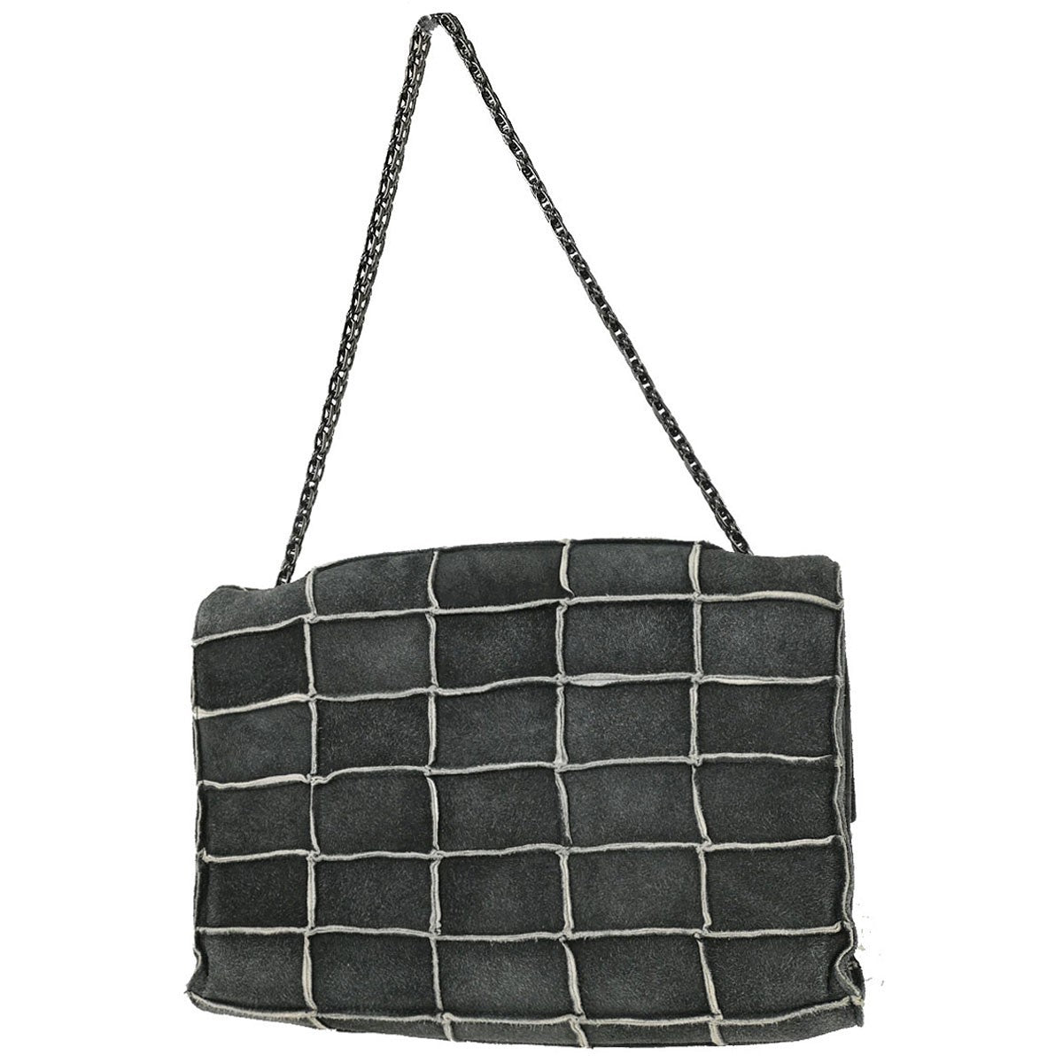 Chanel Gray Suede Patchwork Reissue Mademoiselle Lock Handbag Vintage