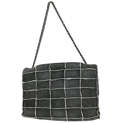 Chanel Gray Suede Patchwork Reissue Mademoiselle Lock Handbag Vintage