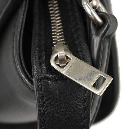 Saint Laurent Black Raffia Calfskin Toy Cabas Shoulder Bag