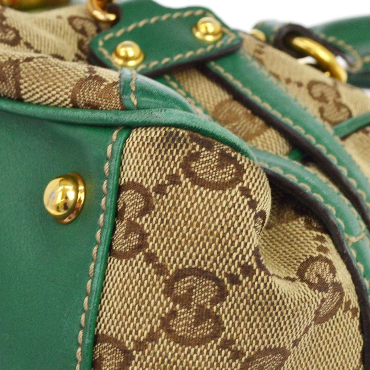 Gucci Green GG Canvas Wave Boston Bag