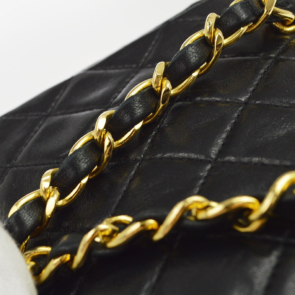 Chanel Black Lambskin Straight Flap Shoulder Bag