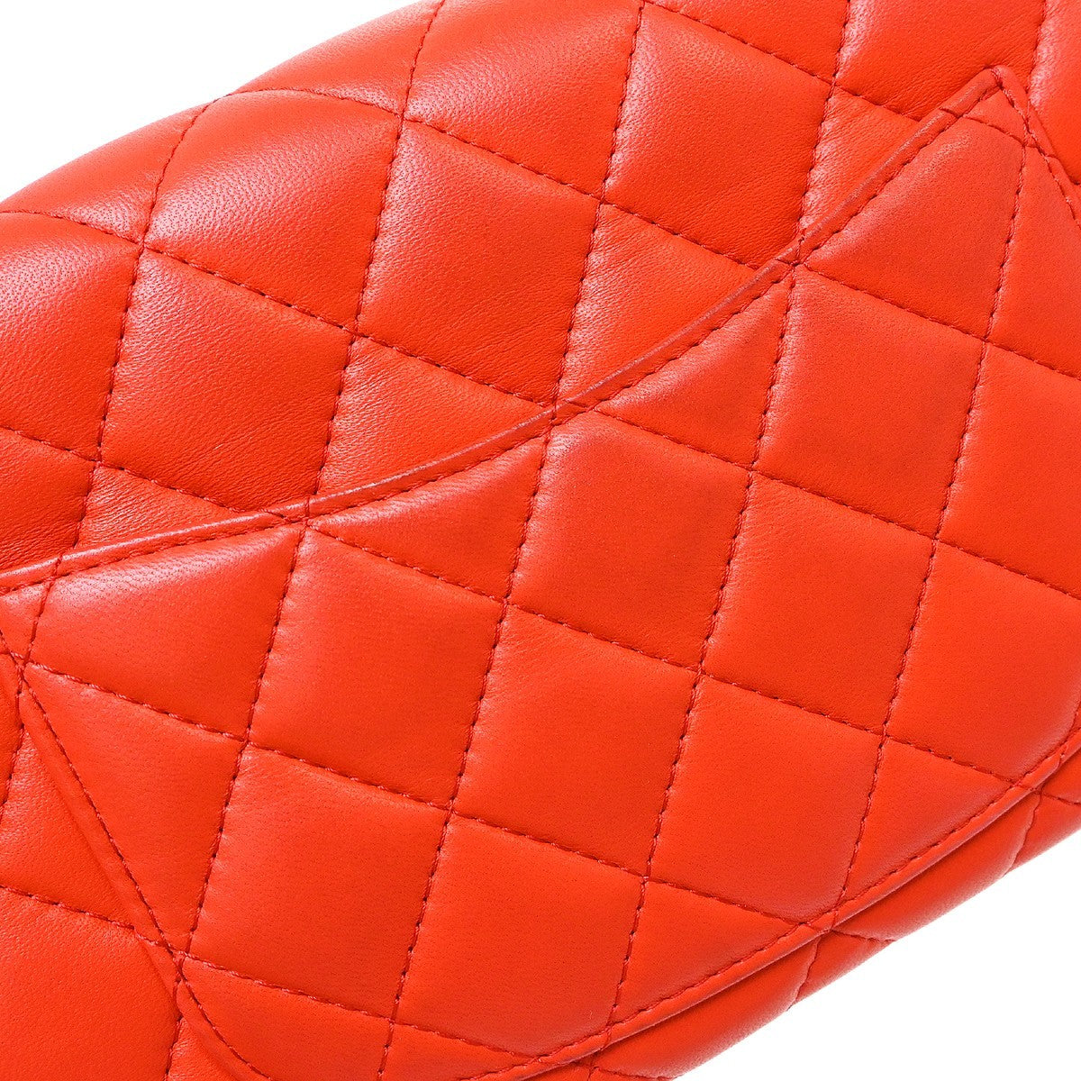 Chanel Orange Lambskin Single Flap Shoulder Bag