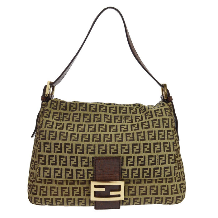 Borsa Fendi Brown Zucchino Mamma Baguette Handbag Vintage in Zucchino Canvas Marrone