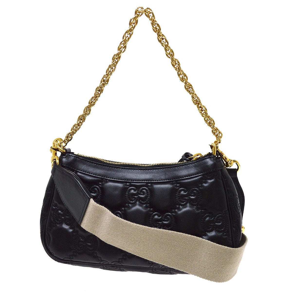 Gucci Black GG Leather 2way Handbag