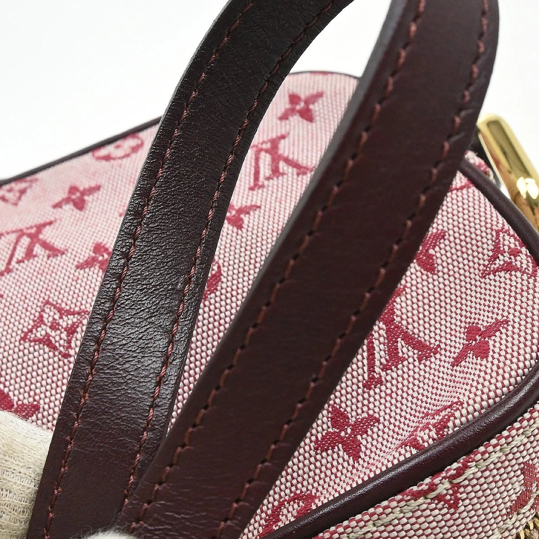 Borsa Louis Vuitton Juliet MM Shoulder Bag Vintage in Monogram Mini Lin Canvas, Leather Rosso