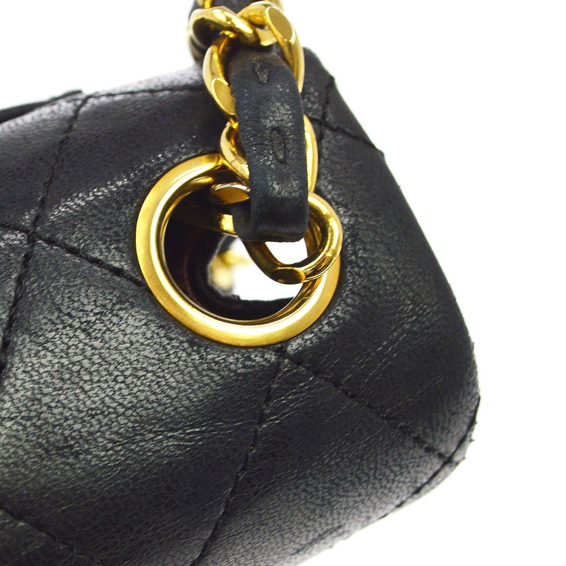 Borsa Chanel Mini Classic Flap Quadrata Vintage in Pelle di Agnello Nera