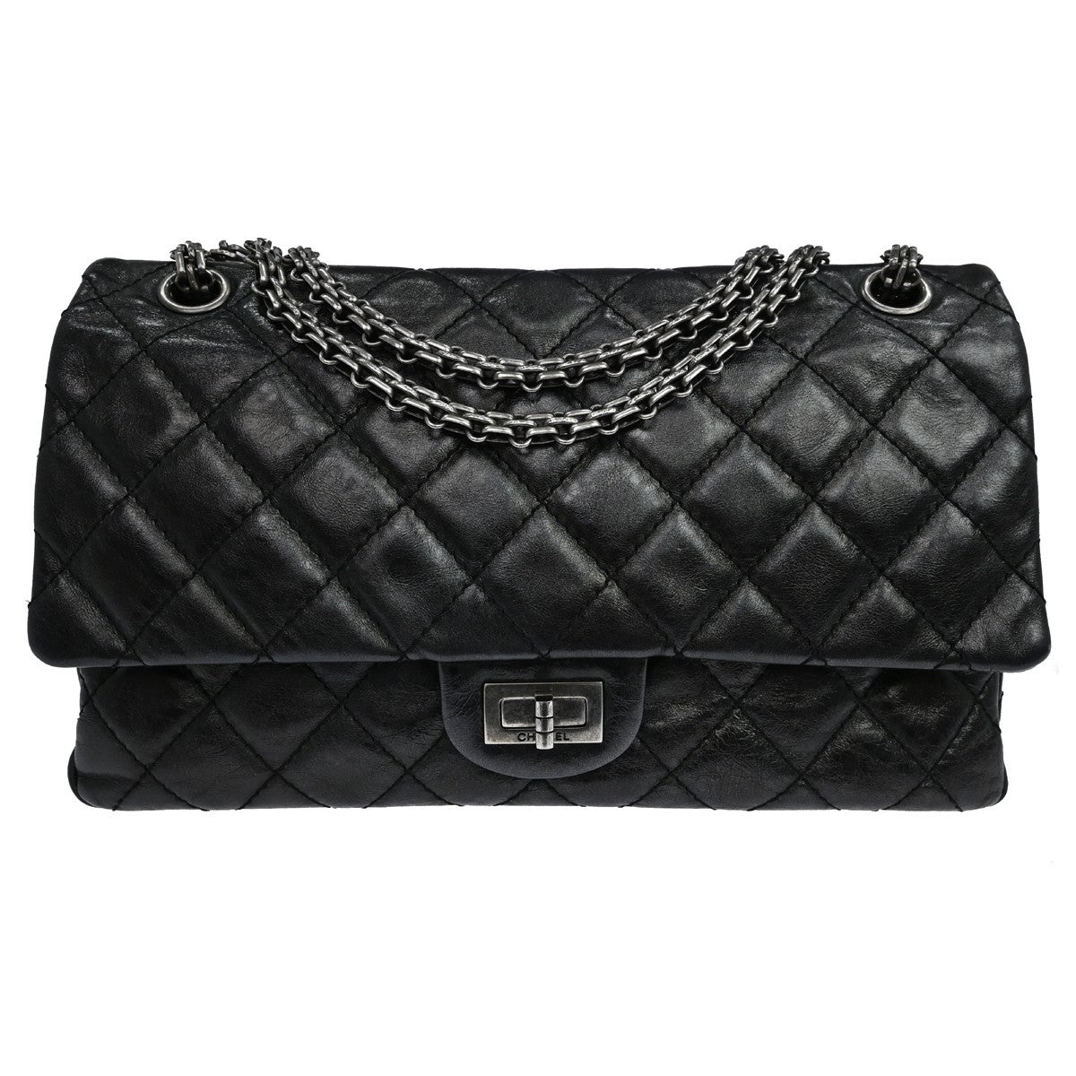 Chanel 2.55 Reissue Flap Black Aged Calfskin Shoulder Bag