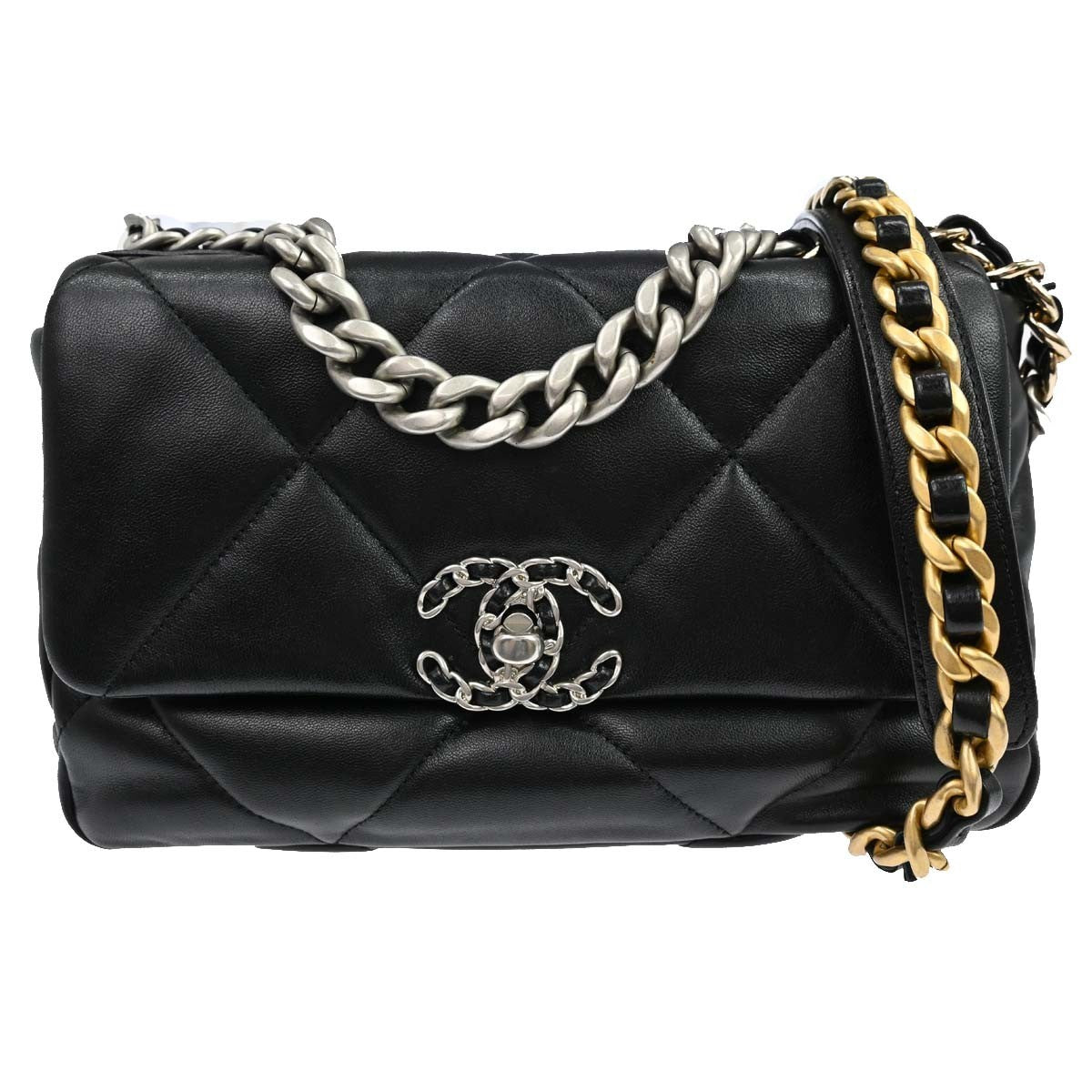 Borsa Chanel Dix-neuf 19 2Way Flap Vintage in Pelle di Agnello Nera