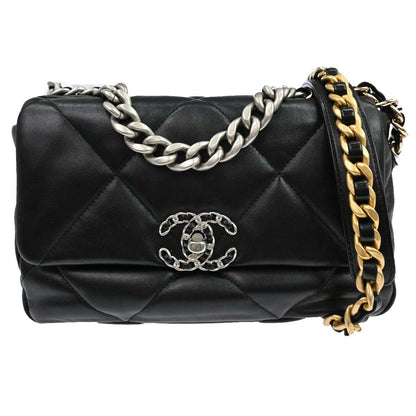 Borsa Chanel Dix-neuf 19 2Way Flap Vintage in Pelle di Agnello Nera