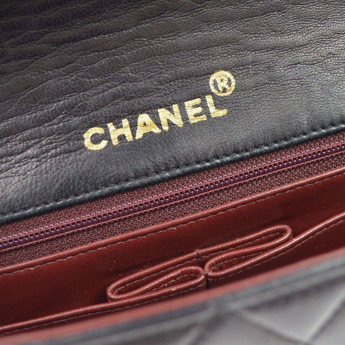 Chanel Black Lambskin Pushlock Small Full Flap Shoulder Bag