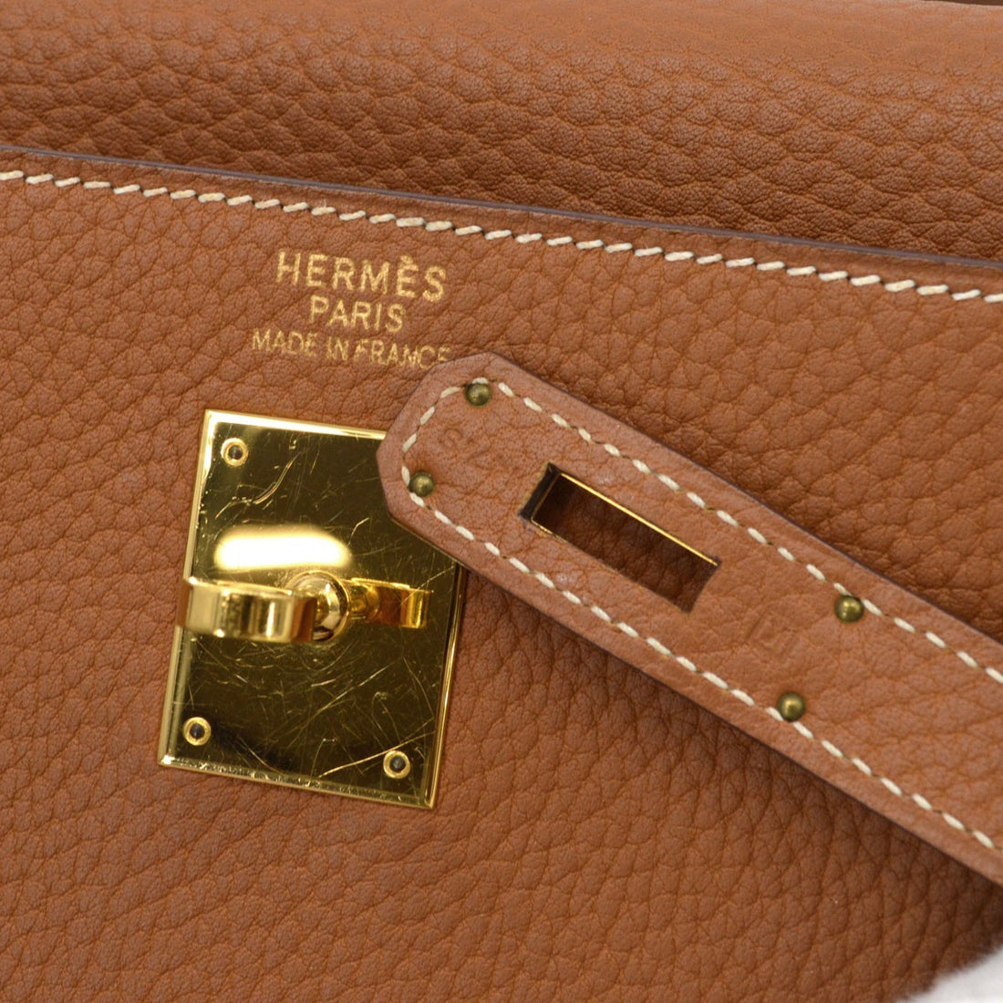 Borsa Hermès Kelly 35 Sellier 2way Vintage in Pelle Fjord Gold