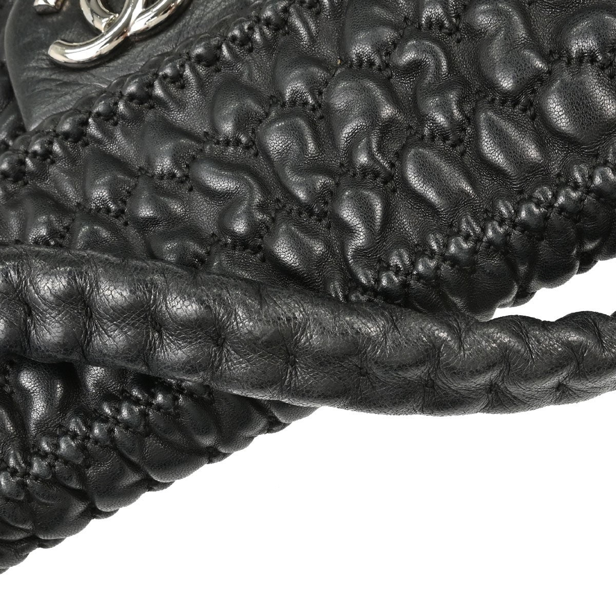 Chanel Black Lambskin Ruffled Handbag Vintage