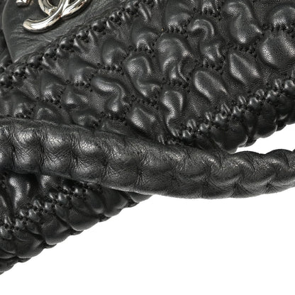 Chanel Black Lambskin Ruffled Handbag Vintage