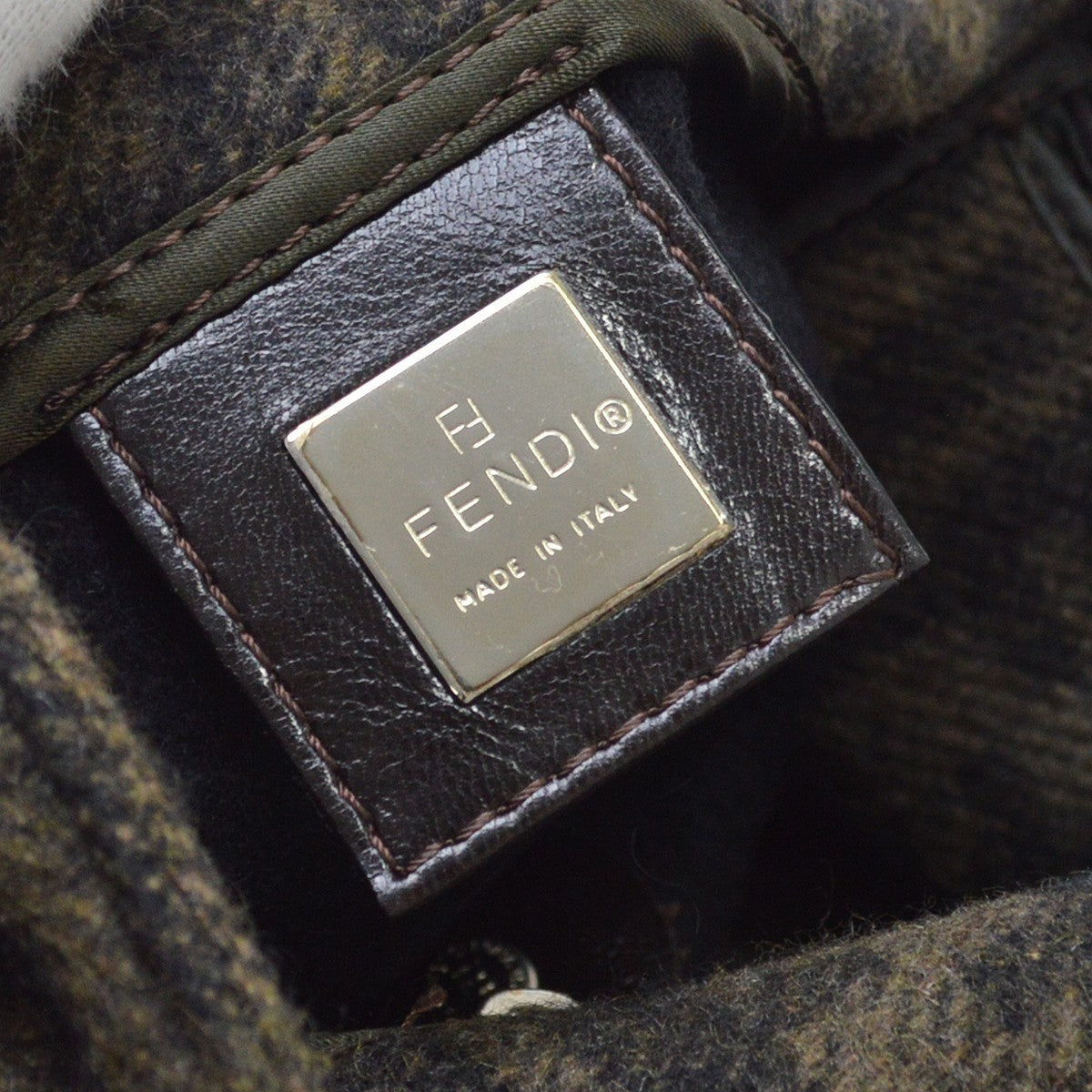 Fendi Brown Wool Mamma Baguette Handbag