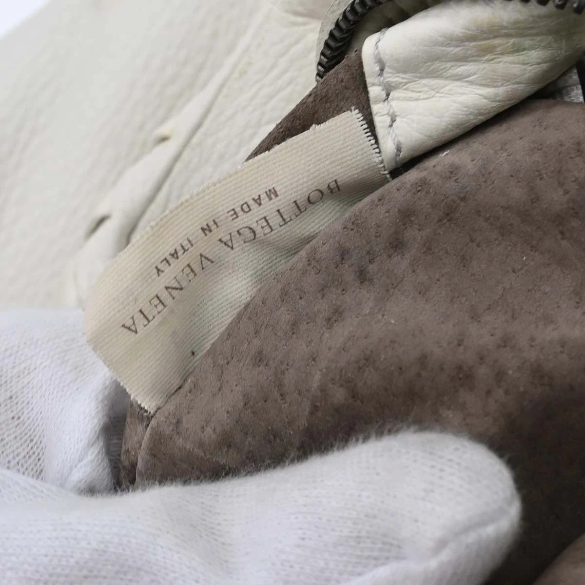 Bottega Veneta White Cervo Leather Baseball Hobo Bag