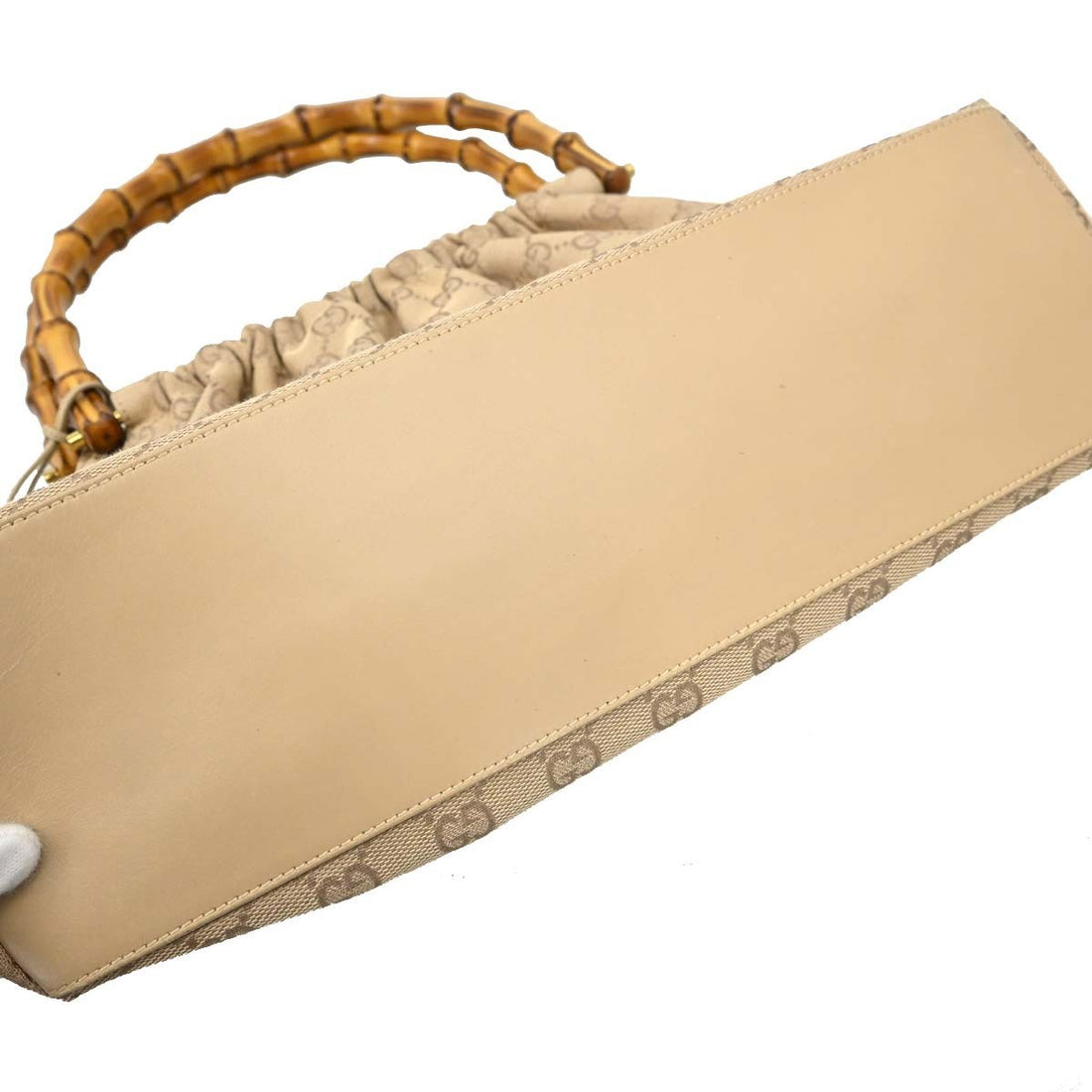 Borsa Gucci Bamboo Vintage in Tela e Pelle Beige