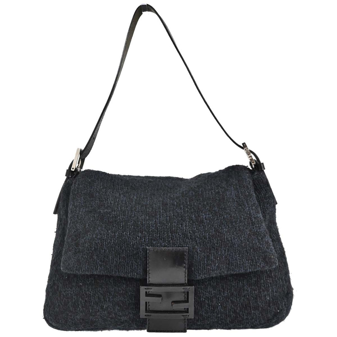 Borsa Fendi Mamma Baguette Vintage in Lana Blu Navy