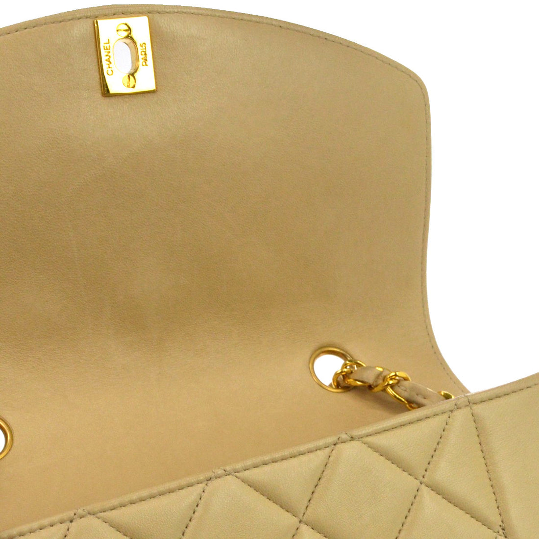 Borsa Chanel Small Diana Vintage in Pelle di Agnello Beige