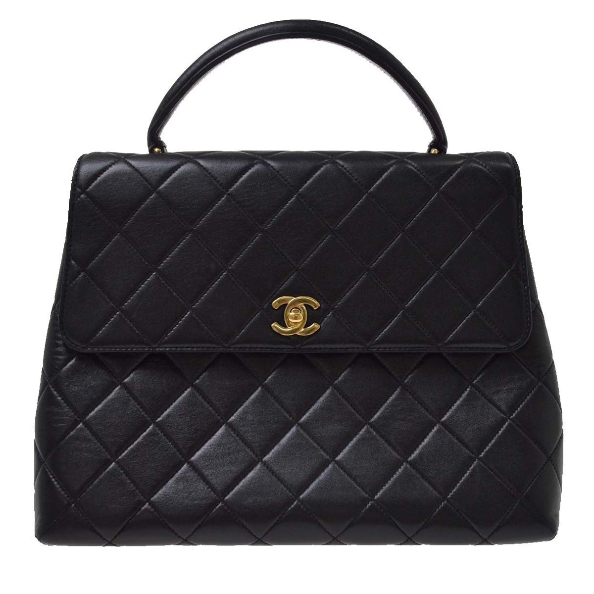 Chanel Black Lambskin Top Handle Handbag