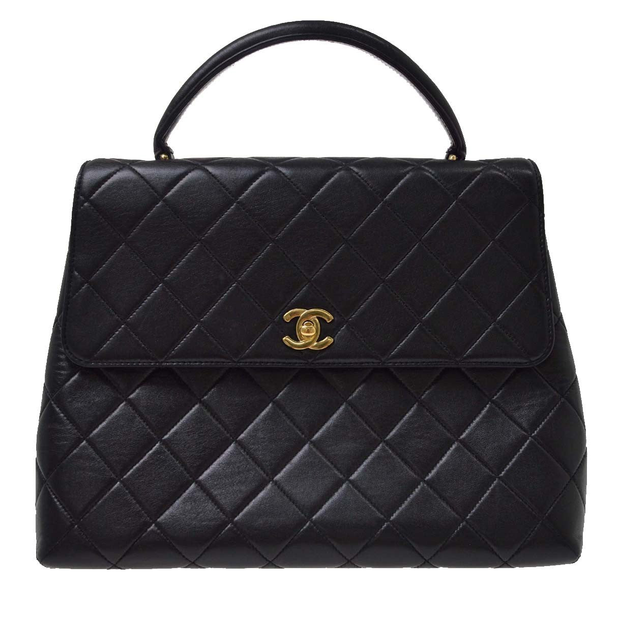 Chanel Black Lambskin Top Handle Handbag