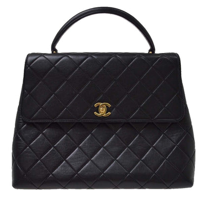Chanel Black Lambskin Top Handle Handbag