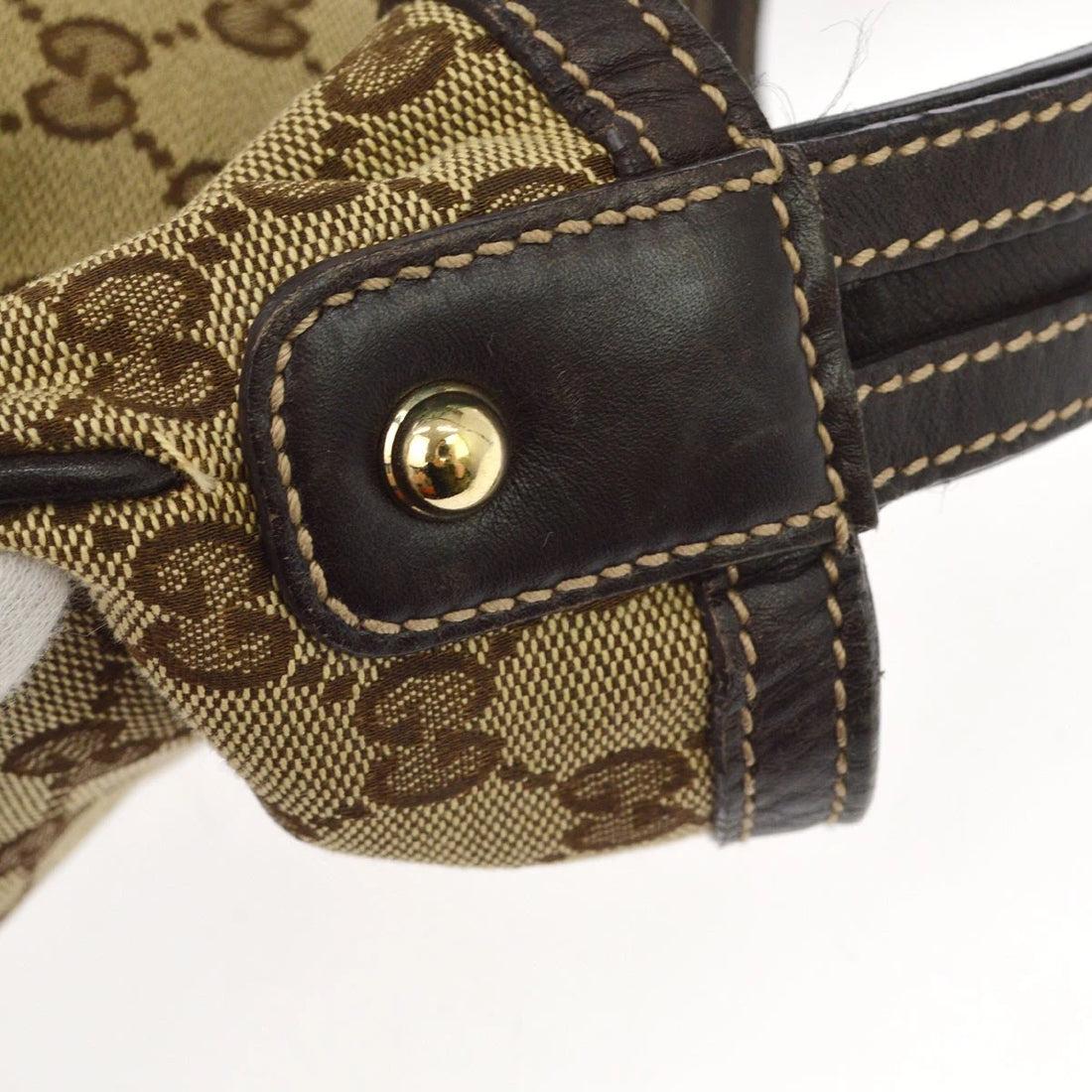 Borsa Gucci GG Canvas Wave Horsebit Hobo Bag Vintage in Tela, Pelle Beige