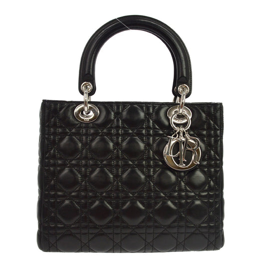 Borsa Christian Dior Lady Dior Cannage Vintage in Pelle di Agnello Nera