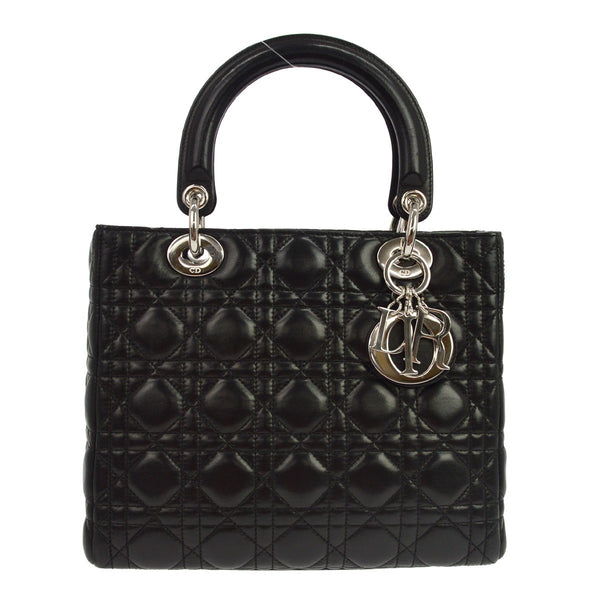 Borsa Christian Dior Lady Dior Cannage Vintage in Pelle di Agnello Nera