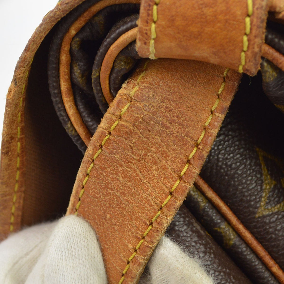Borsa Louis Vuitton Saumur 35 Vintage in Tela Monogram e Pelle Marrone