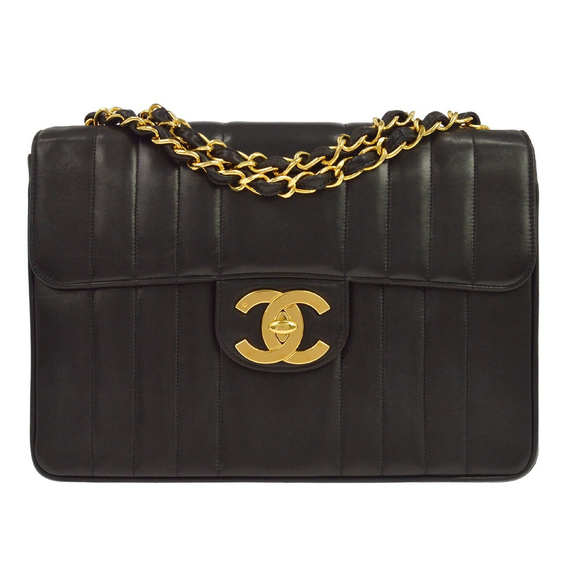 Chanel Jumbo Classic Flap Vintage in Black Lambskin Handbag